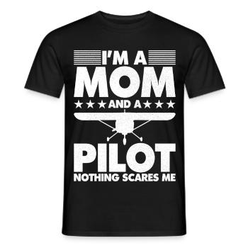I'm a mom and a pilot nothing scares me - Men's T-Shirt - black - Front - AI Model Male 178 light (178cm)