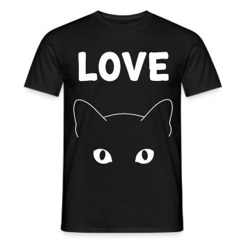 Love Chat : Douceur Féline - T-shirt homme - noir - Devant - AI Model Male 178 light (178cm)