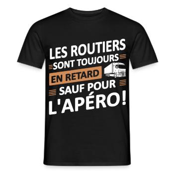 Les Routiers Sont Toujours En Retard - T-shirt homme - noir - Devant - AI Model Male 178 light (178cm)