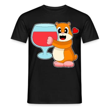 Hamster Red Wine - Men's T-Shirt - black - Front - AI Model Male 178 light (178cm)
