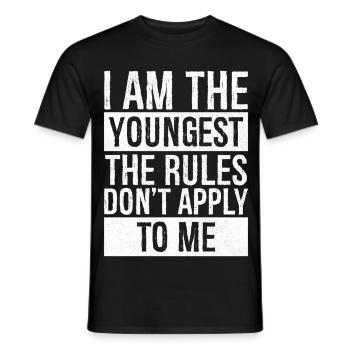 Je suis le plus jeune, les règles ne s’appliquent pas à moi - T-shirt homme - noir - Devant - AI Model Male 178 light (178cm)