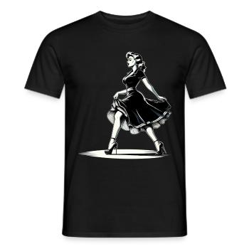 Rockabilly Style Frau Kleid Pumps Retro Geschenk - Männer T-Shirt - Schwarz - Vorne - AI Model Male 178 light (178cm)
