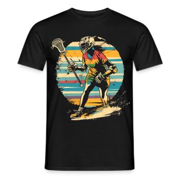 Retro Lacrossespielerin 90er Jahre - Männer T-Shirt - Schwarz - Vorne - AI Model Male 178 light (178cm)