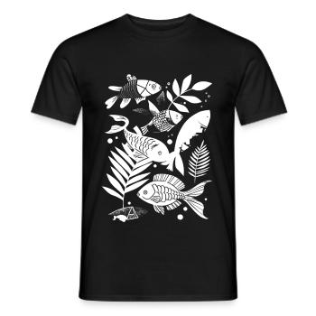 Fishing Cartoon Look - Men's T-Shirt - black - Front - AI Model Male 178 light (178cm)