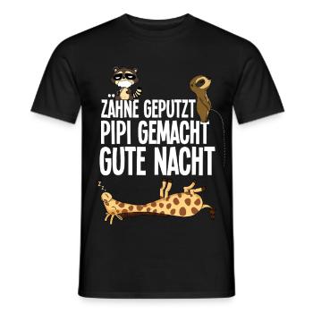 Waschbär Faultier Giraffe Zähne Geputzt Gute Nacht - Männer T-Shirt - Schwarz - Vorne - AI Model Male 178 light (178cm)