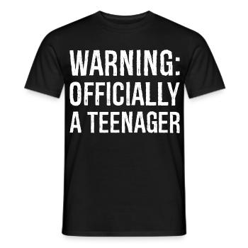 warning officially a teenager - Men's T-Shirt - black - Front - AI Model Male 178 light (178cm)
