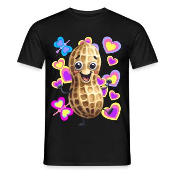 Cacahuète Cacahuètes Rétro des années 80 des années 90 Coeur vintage - T-shirt homme - noir - Devant - AI Model Male 178 light (178cm)