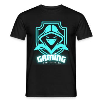 GAMING IS MY RELIGION - T-shirt homme - noir - Devant - AI Model Male 178 light (178cm)