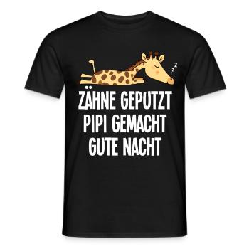 Schlafmotiv Lustige Giraffe Zähne Geputzt Spruch - Männer T-Shirt - Schwarz - Vorne - AI Model Male 178 light (178cm)