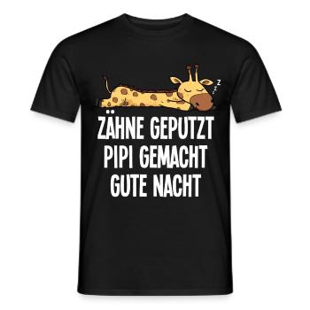 Zähne Geputzt Lustige Giraffe Schlaf Spruchmotiv - Männer T-Shirt - Schwarz - Vorne - AI Model Male 178 light (178cm)