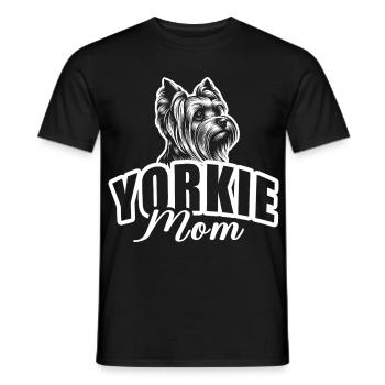 « Yorkie Mom » avec tête de chien - T-shirt homme - noir - Devant - AI Model Male 178 light (178cm)