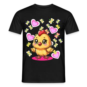Spring Easter Chick Kids Child Chicken Heart - Men's T-Shirt - black - Front - AI Model Male 178 light (178cm)