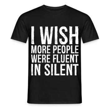 J’aimerais que plus de gens parlent couramment le muet - T-shirt homme - noir - Devant - AI Model Male 178 light (178cm)