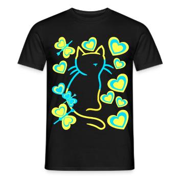 Retro cat cats 80s 90s old school vintage - Men's T-Shirt - black - Front - AI Model Male 178 light (178cm)