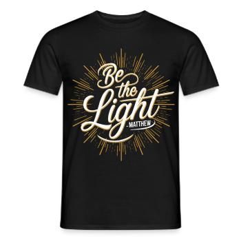 Be the Light | Matthew Bible Verse Christian Art - Men's T-Shirt - black - Front - AI Model Male 178 light (178cm)