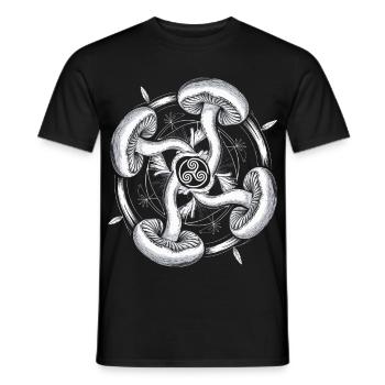 Psychedelische Pilze Triskelion | Mystische Symbolkunst - Männer T-Shirt - Schwarz - Vorne - AI Model Male 178 light (178cm)