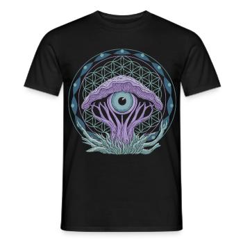 Pilzaugen-Portal | Psychedelische Vision Kunst - Männer T-Shirt - Schwarz - Vorne - AI Model Male 178 light (178cm)