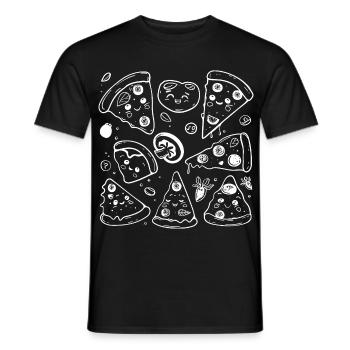 Pizza Cartoon Stil - Männer T-Shirt - Schwarz - Vorne - AI Model Male 178 light (178cm)