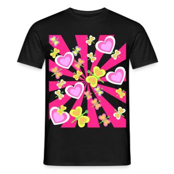 Retro Sommer Sommerzeit Herz Herzen Geburtstag - Männer T-Shirt - Schwarz - Vorne - AI Model Male 178 light (178cm)