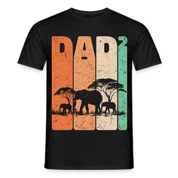 Dad Hoch 2 Elefant Zwei Kinder Vatertag Geschenk - Männer T-Shirt - Schwarz - Vorne - AI Model Male 178 light (178cm)