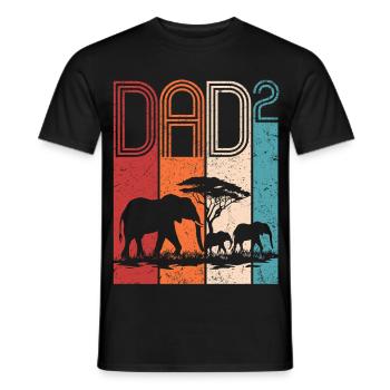 Father With Two Kids Elephant Gift Father's Day - Men's T-Shirt - black - Front - AI Model Male 178 light (178cm)