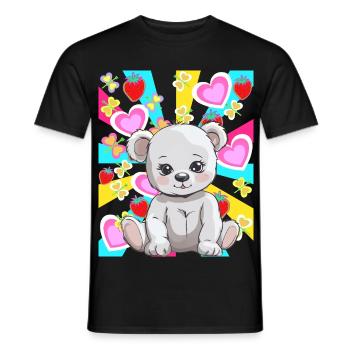 Ours en peluche rétro Ours ours Enfants Bébé des années 80 - T-shirt homme - noir - Devant - AI Model Male 178 light (178cm)