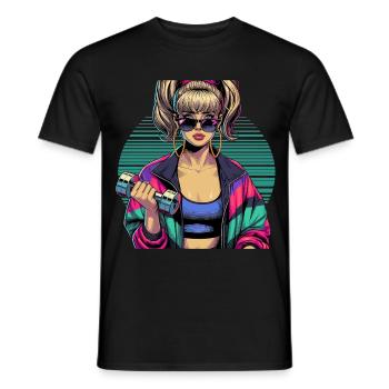 Fitness Strong Woman Gym 90s Gift - Men's T-Shirt - black - Front - AI Model Male 178 light (178cm)
