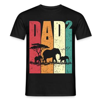 Dad high two elephant father with two children - Men's T-Shirt - black - Front - AI Model Male 178 light (178cm)