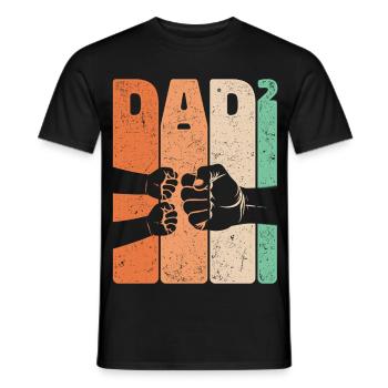 Papa Hoch Zwei Fist Bump 2 Kinder Vatert Geschenk - Männer T-Shirt - Schwarz - Vorne - AI Model Male 178 light (178cm)