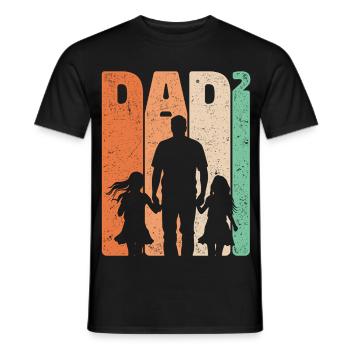 Dad Hoch 2 Vater Zwei Töchter Sohn Retro Geschenk - Männer T-Shirt - Schwarz - Vorne - AI Model Male 178 light (178cm)