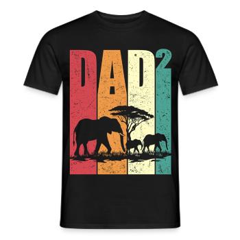 Elephant Two Kids Dad High 2 Father's Day Gift - Men's T-Shirt - black - Front - AI Model Male 178 light (178cm)