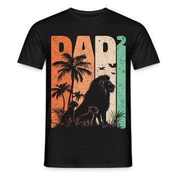 Rétro Lion Design Papa High 2 pères cadeau - T-shirt homme - noir - Devant - AI Model Male 178 light (178cm)