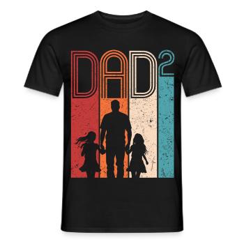 Dad Hoch 2 Vater Zwei Töchter Vatertag Geschenk - Männer T-Shirt - Schwarz - Vorne - AI Model Male 178 light (178cm)