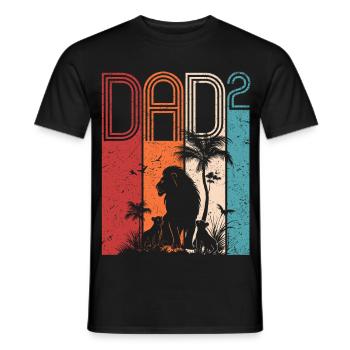 Papa Von Zwei Kindern Safari Löween Vatertag - Männer T-Shirt - Schwarz - Vorne - AI Model Male 178 light (178cm)