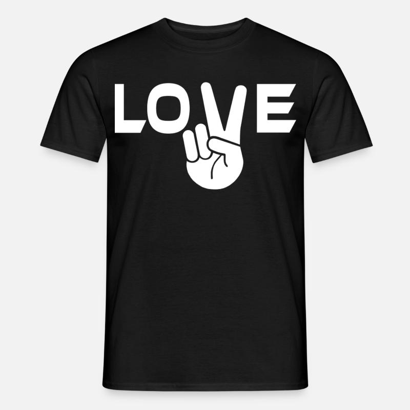 Liebe Victory Zeichen Hand - Männer T-Shirt - Schwarz