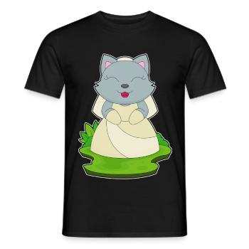 Chat Voile de mariée Mariage - T-shirt homme - noir - Devant - AI Model Male 178 light (178cm)