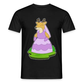 Cerf Voile de mariée Mariage - T-shirt homme - noir - Devant - AI Model Male 178 light (178cm)