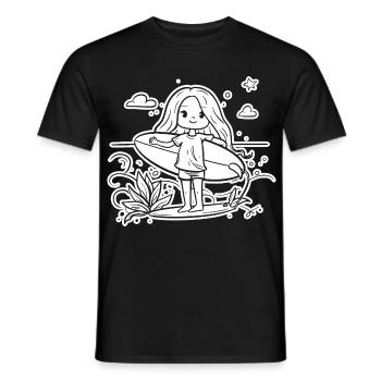 Surferin Mädchen Cartoon - Männer T-Shirt - Schwarz - Vorne - AI Model Male 178 light (178cm)