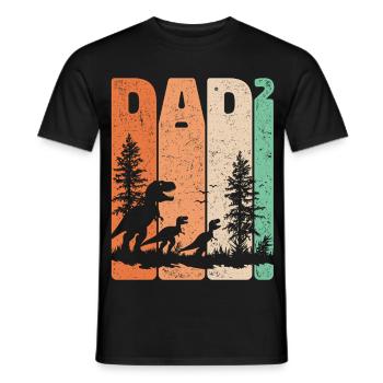 Tyrannosaurus Rex Design Dad High 2 Fathers Gift - Men's T-Shirt - black - Front - AI Model Male 178 light (178cm)