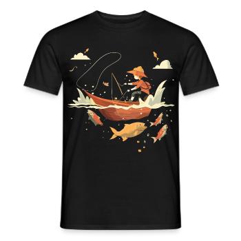 Fishing Cartoon Look - Men's T-Shirt - black - Front - AI Model Male 178 light (178cm)