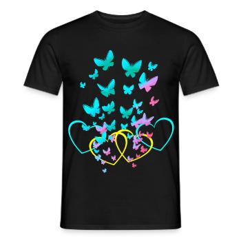 Retro Heart Hearts Butterflies Spring Valentine - Men's T-Shirt - black - Front - AI Model Male 178 light (178cm)