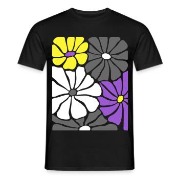Nonbinary Pride Retro Blumen mit Enby Flag Farben - Männer T-Shirt - Schwarz - Vorne - AI Model Male 178 light (178cm)