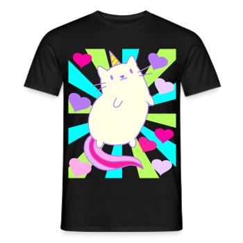 Licorne Licornes Chat Chat Rétro Enfants - T-shirt homme - noir - Devant - AI Model Male 178 light (178cm)