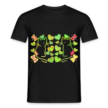 Retro Katzen Katze Kätzchen Vintage Herzen Kind - Männer T-Shirt - Schwarz - Vorne - AI Model Male 178 light (178cm)