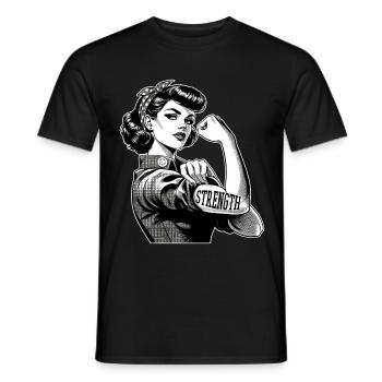 Stärke starke Frau Rockabilly Geschenk - Männer T-Shirt - Schwarz - Vorne - AI Model Male 178 light (178cm)