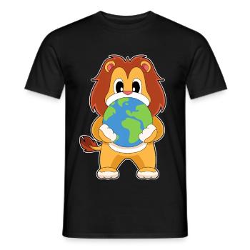 Löwe Erdkugel - Männer T-Shirt - Schwarz - Vorne - AI Model Male 178 light (178cm)