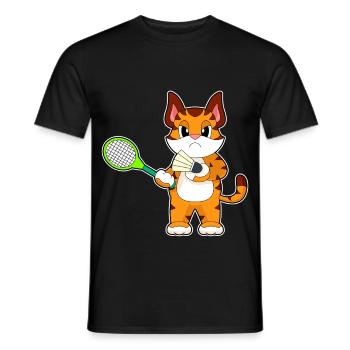 Tiger Badminton Badmintonschläger - Männer T-Shirt - Schwarz - Vorne - AI Model Male 178 light (178cm)