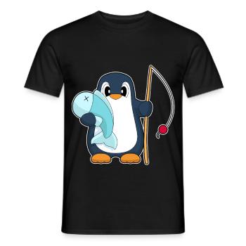 Pingouin Pêcheur Poisson Pêche - T-shirt homme - noir - Devant - AI Model Male 178 light (178cm)