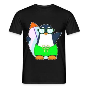 Pinguin Surfen Surfbrett Sommer - Männer T-Shirt - Schwarz - Vorne - AI Model Male 178 light (178cm)