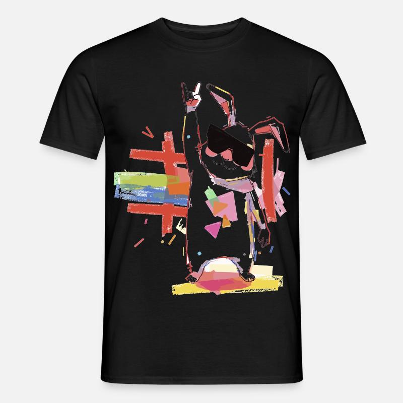 Regenbogenroboter Partystar - Männer T-Shirt - Schwarz